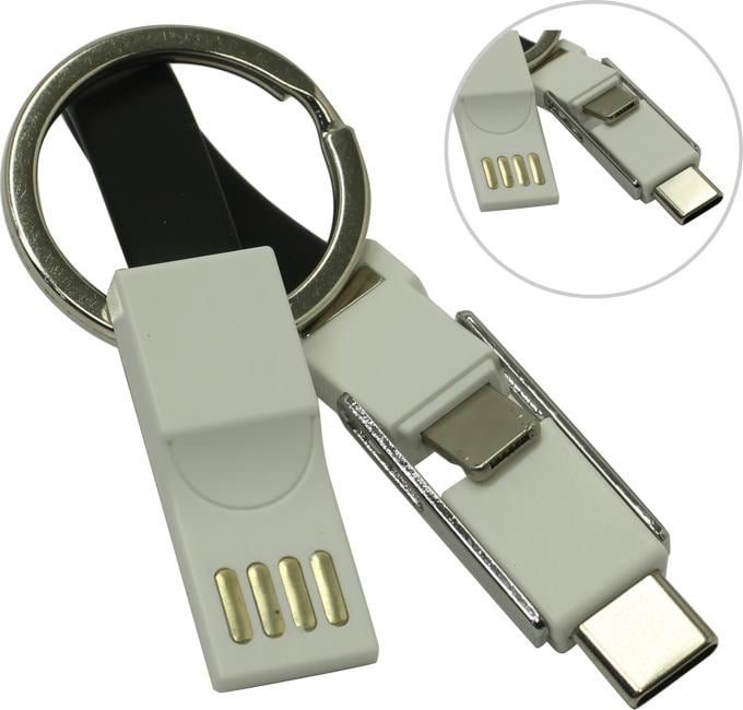 Espada <Emagn3i1 Black> Брелок-кабель USB  AM-->USB-C/microUSB/  Lightning