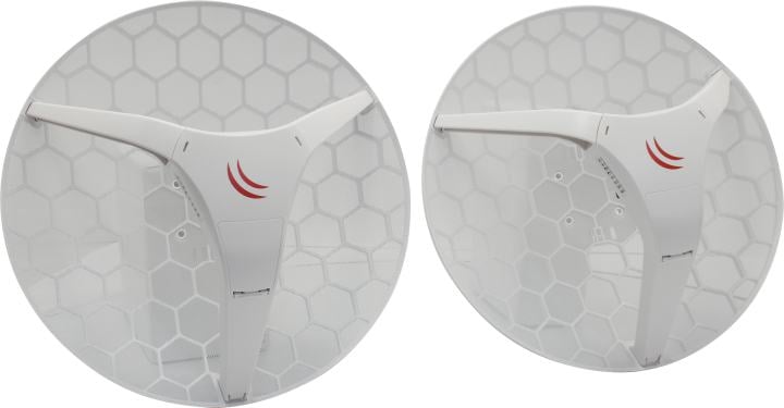 Точка доступа Wi-Fi MIKROTIK RBLHGG-60adkit Wireless Wire Dish КОМПЛЕКТ ИЗ 2 ШТУК (Pair of preconfigured LHGG-60ad devices for 60Ghz link (60GHz antenna, 802.11ad wireless, four core 716MHz CPU,256MB RAM, 1x Gigabit LAN, RouterOS L3, POE, PSU) for 1Gbps full duplex on distances of u