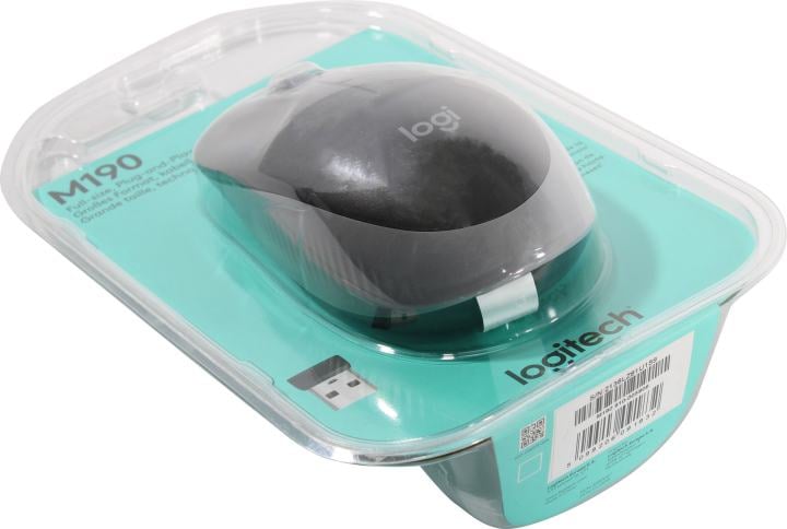 Logitech Wireless Mouse M190 Mid Gray <910-005906/910-005924> (RTL) USB  3btn+Roll,  беспроводная