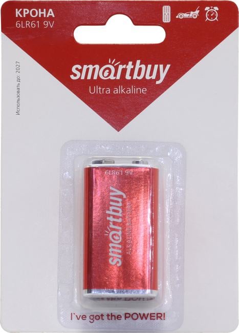 Батарейка Smartbuy 6LR61 BL1 (крона) (1/12/240) SBBA-9V01B