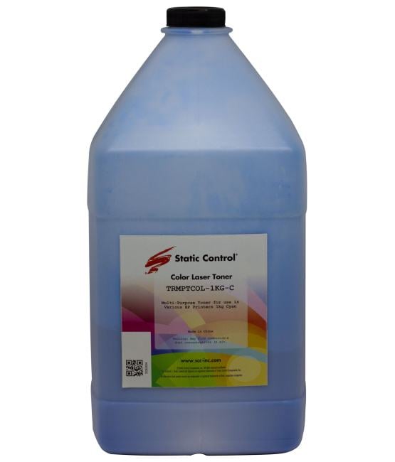 Тонер Static Control TRMPTCOL-1KG-C голубой флакон 1000гр. для принтера HP  CLJCP1515/ Canon MF8330