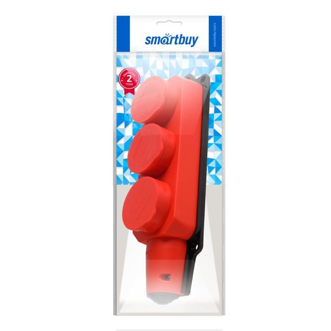 Smartbuy <SBE-16-3-00-Rr> Розетка трехместная с защитными крышками  каучуковая (16A, IP44)
