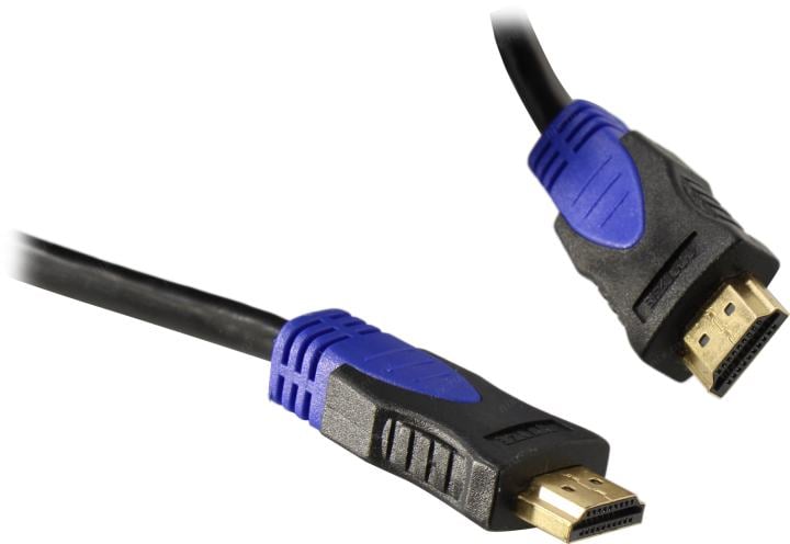 Кабель HDMI Wize [WAVC-HDMI-5M] 5 м, v.2.0b, 19M/19M, 4K/60 Hz 4:4:4, 30 AWG, HDCP 1.4, HDCP 2.2, Ethernet, позол.разъемы, экран, черный, эргономичный коннектор синего цвета, пакет