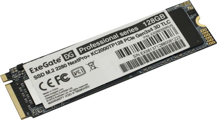 Накопитель SSD ExeGate NextPro+ KC2000TP128, 128Gb, PCIe 3.0 x4, M.2 2280, NVMe, R/W 1200/600