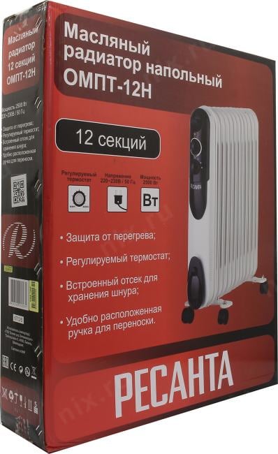 Ресанта <ОМПТ-12Н> Радиатор масляный (2.5кВт,  12 секций, 30м2)