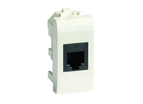Розетка DKC 76458B компьютерная RJ45, кат.6, белая, 1 модуль, "Brava"