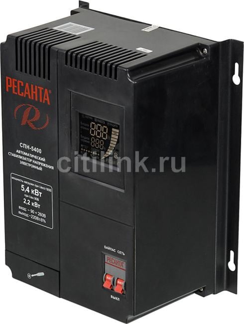 Стабилизатор напряжения Ресанта СПН-5400 5400 ВА (СПН-3500) однофазный 90-260В выход 220В±8% 3.5кВт клеммная колодка 63/6/26