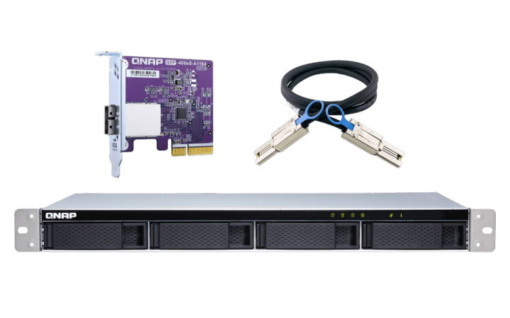 QNAP TL-R400S   SATA 6GB/s JBOD storage enclosure, 4-tray 3,5"/2,5" w/o HDD, 1 x SFF-8088,W/o  rail kit RAIL-B02