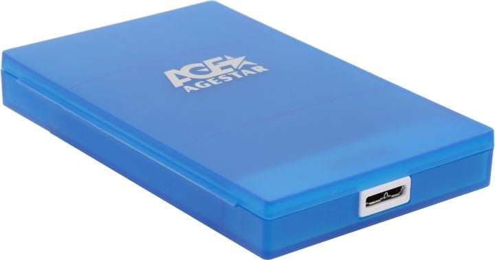 Внешний корпус 2.5" SATA HDD/SSD AgeStar 3UBCP1-6G (BLUE) USB 3.0, пластик, синий, безвинтовая конструкция