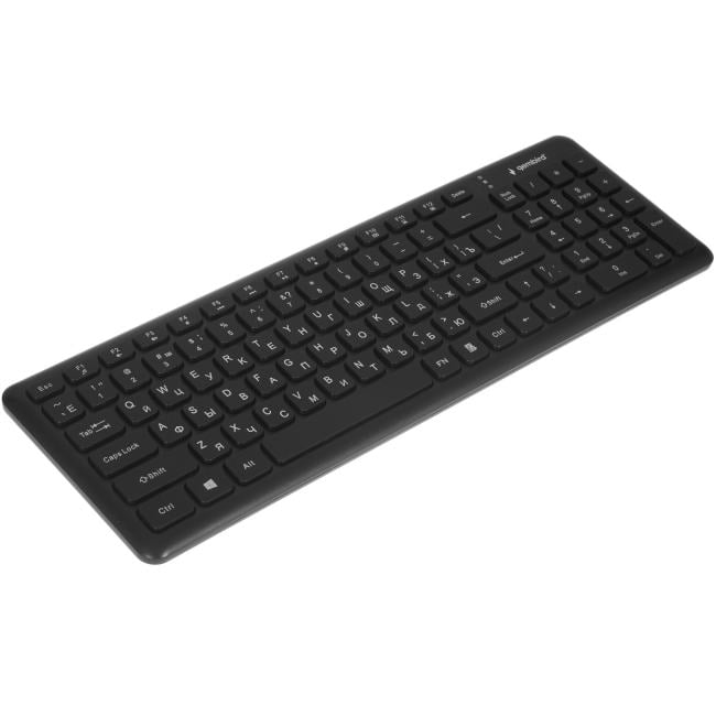 <117792> Комплект беспроводной (клавиатура+мышь) Gembird KBS-9200 Wireless (полноразмерная, низкий профиль, до 10м) USB черный [KBS-9200]