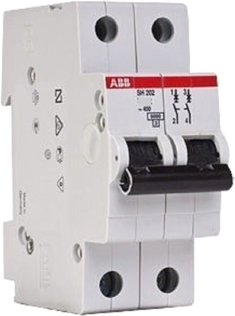 Автомат ABB 2CDS252001R0204, S202 C20, 2P, 20A, 6кА