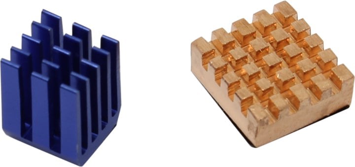 Набор радиаторов  ACD RA207  Golden (14x12x5mm) + Blue (9x9x12mm) Heat Sink set for Raspberry Pi3 B, Pi3 B+, Pi4