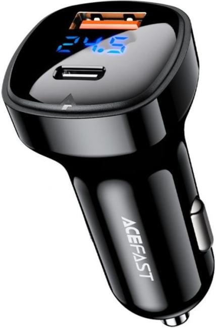 AF-B4-BK двухпортовое ACEFAST B4 digital display 66W USB-C+USB-A dual port car charger с цифровым дисплеем. Черный