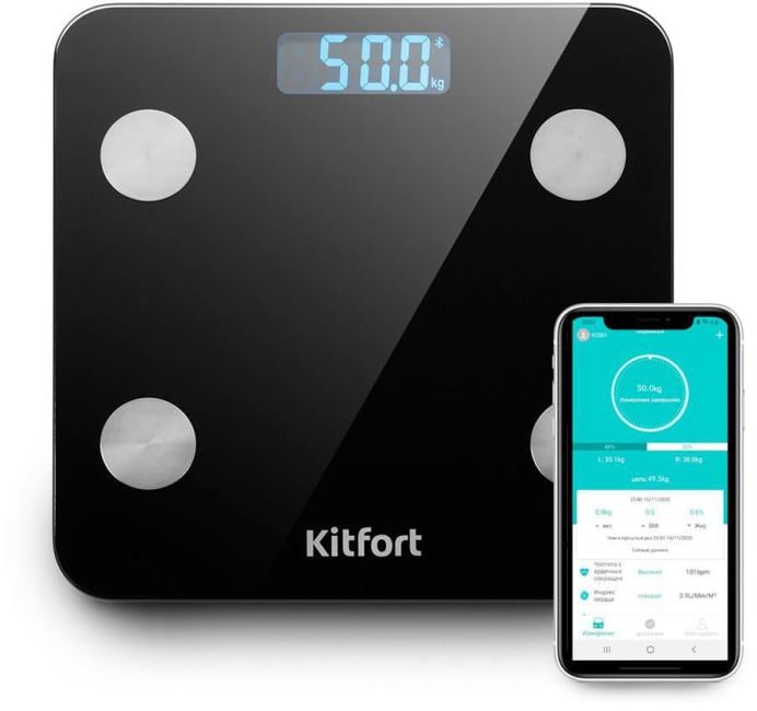 Kitfort <KT-805> Весы напольные  электронные  (6-180кг,  Bluetooth, 2xAAA)