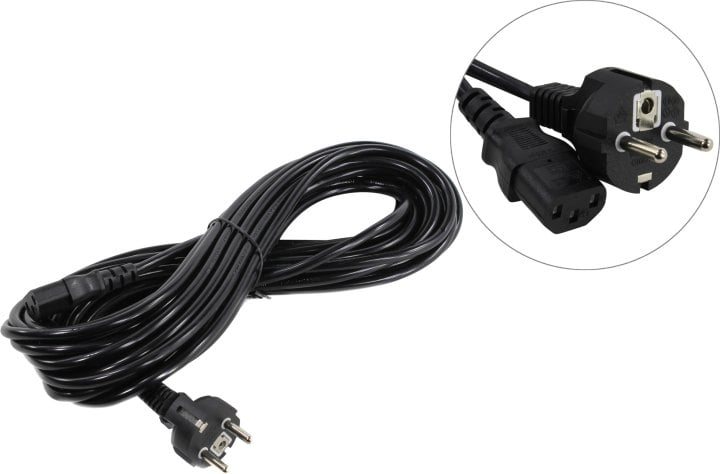 Exegate EP280657RUS Кабель питания ExeGate Power PC-10P (Евровилка Schuko->С13) VDE-250V-3*1.0mm2, медь, черный, 10м