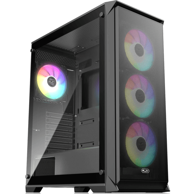 Корпус без блока питания/ Case Raijintek ARCADIA 41-MS4, Midi-Tower, TG, 1x120mm + 3x120mm ARGB, 2xUSB-A 3.0 + 1xUSB-C, ATX, mATX, mITX Black