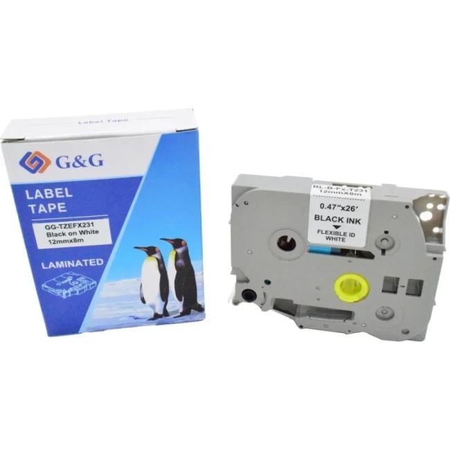 Картридж ленточный G&G GG-TZEFX231 черный на белом 12x8 для  Brother  1010/1280/1280VP/2700VP
