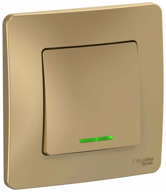 Выключатель 1-кл. СП Blanca 10А IP20 (сх. 1) 250В с подсветкой титан Systeme Electric BLNVS010114