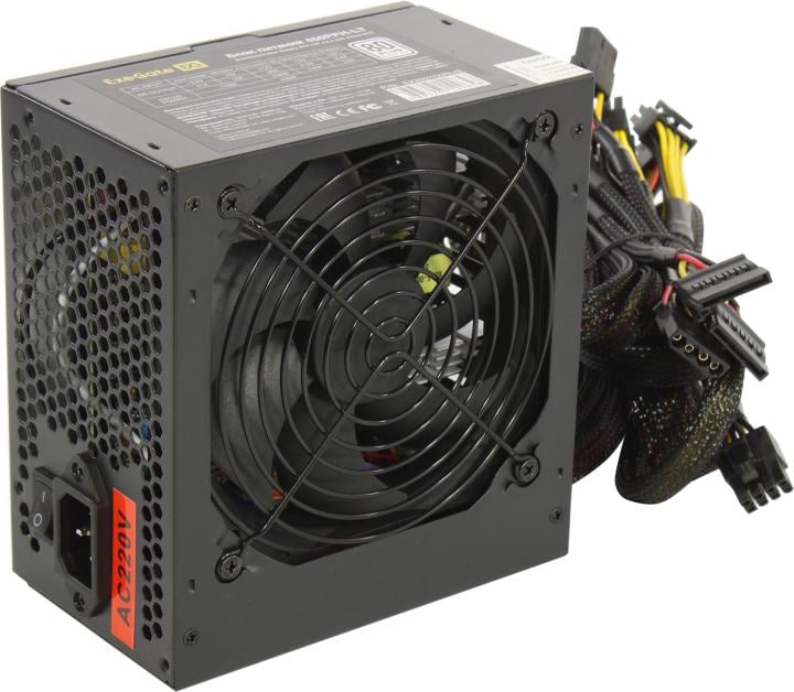 Exegate EX292150RUS-OEM Блок питания 450W ExeGate 80 PLUS® 450PPH-LT-OEM (ATX, APFC, КПД 82% (80 PLUS), 12cm fan, 24pin, (4+4)pin, PCIe, 5xSATA, 3xIDE, black)