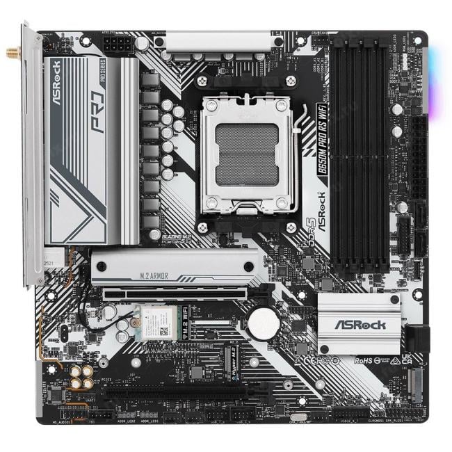 Материнская плата Asrock B650M PRO RS WIFI, AM5, B650, 4×DDR5, 3×M.2, Wi-Fi 6E, mATX