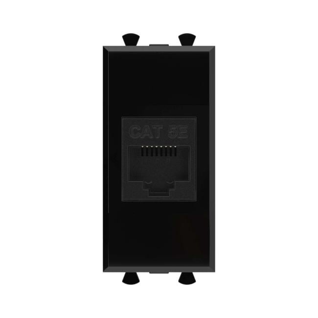 Розетка компьютерная DKC 4402661 RJ-45 без шторки модульная, кат.5е, "Черный квадрат", 1 модуль, "Avanti"