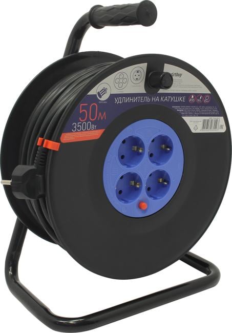 Smartbuy <SBE-16-4-50-Z> Удлинитель на катушке <50м>  (4 розетки, 3.5кВт)