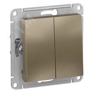 Переключатель Systeme Electric ATN000565 AtlasDesign, 2-клавишный, сх.6,  10АХ, механизм, шампань