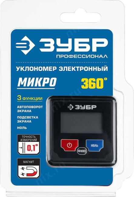 Зубр <34743_z01> МИКРО уровень-уклономер электронный,  Магнитный, ЗУБР Профессионал