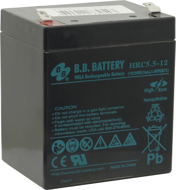 Аккумулятор B.B. Battery HRC 5.5-12, 12В, 5.5Ач, клеммы F2