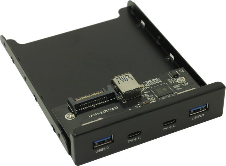 Планка USB на переднюю панель ExeGate U3H-619, 3,5", 2*USB3.0+2*TypeC, черная, металл,  к мат. плате