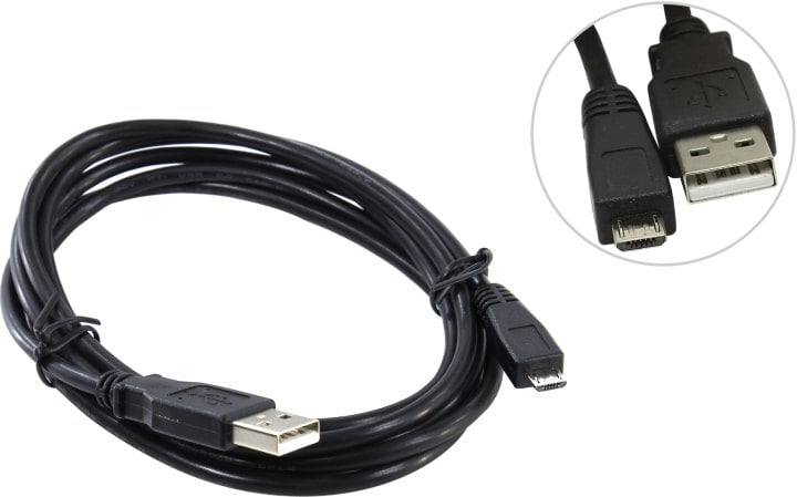 USB кабель DEFENDER - USB08-06, microUSB (M) -> USB Type A (M), USB 2.0 1A, 480 Мб/с, 1.8 м, цвет чёрный, 87459