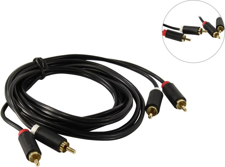 Кабель 2xRCA(M)-2xRCA(M), 2м, черный Vention (BCMBH)