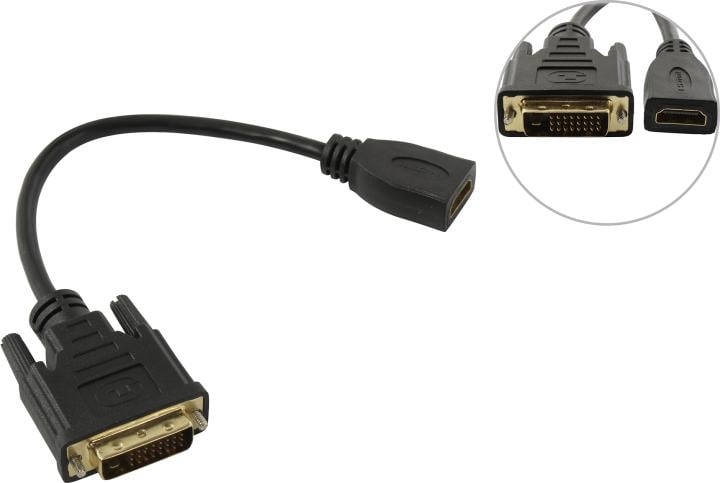 ExeGate <EX-CC-HDMIF-DVIM-0.15> Кабель HDMI to DVI-D (19F  -  25M)  0.15м <EX294675RUS>