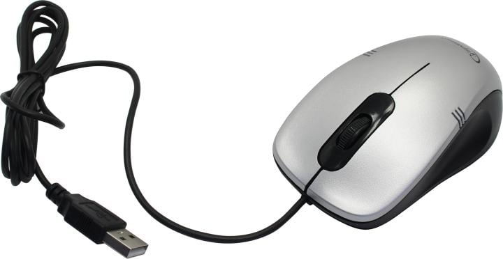 <085031> Мышь проводная Gembird MOP-100 Optical 1000 dpi USB 3кн 1.5м серебристый [MOP-100-S]