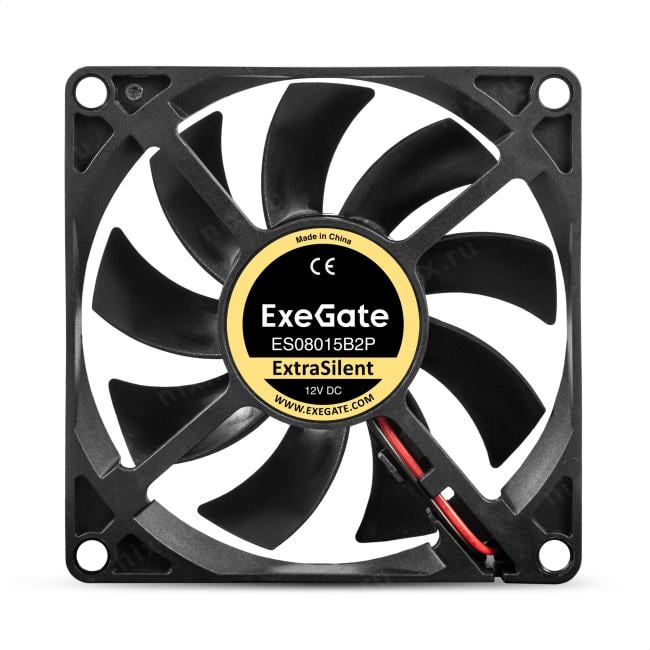 Exegate EX295236RUS Вентилятор 12В DC ExeGate ExtraSilent ES08015B2P (80x80x15 мм, 2-Ball (двойной шарикоподшипник), 2pin, 1700RPM, 17dBA)